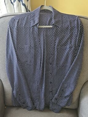 Express Navy Blue Polka Dot Blouse